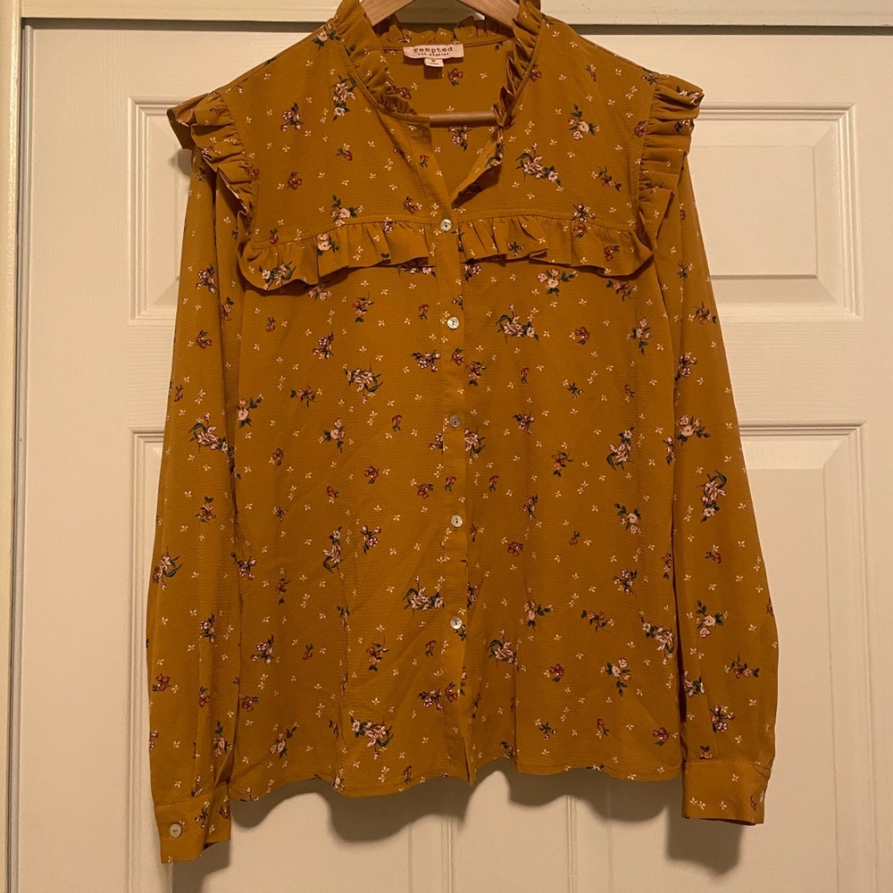 Tempted Ochre Long Sleeve Blouse